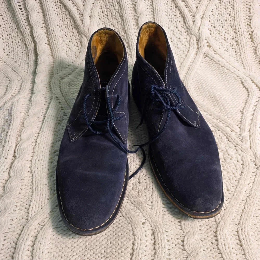 H. S. Trask Brady Chukka Boots Navy Blue Water Resistant Suede Vibram Mens 10M